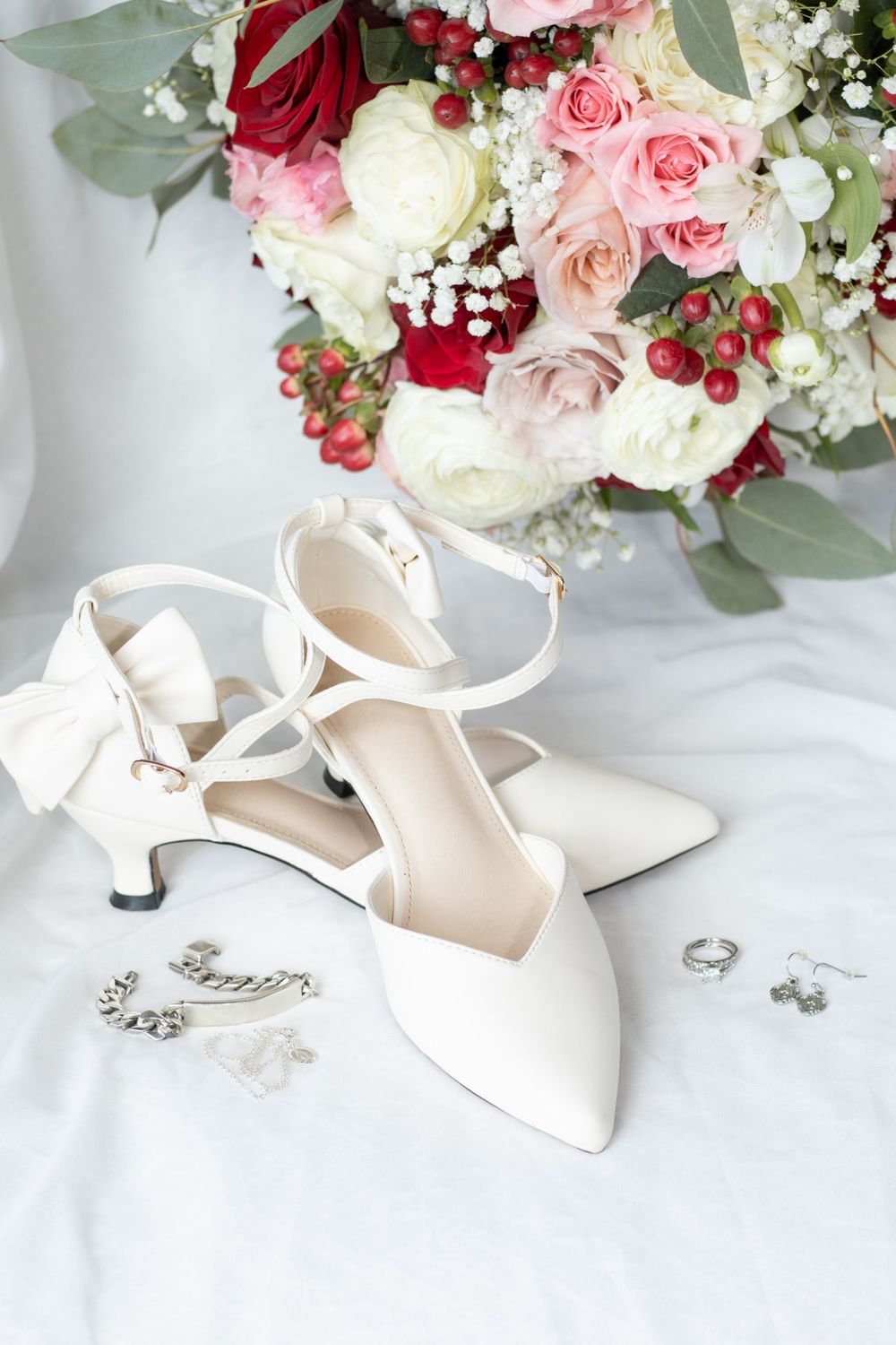 The bridal bouquet, ready for the morning of the wedding