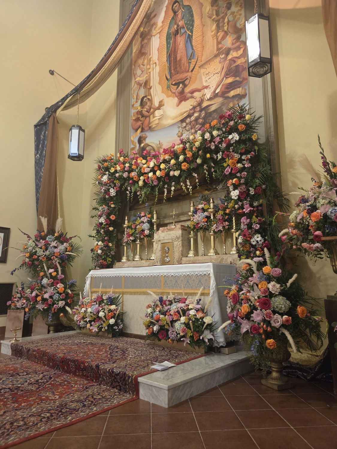 A floral arch for the shrine of Our Lady of Guadalupe